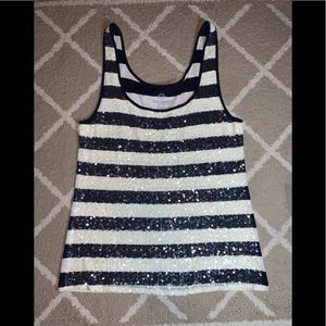 Navy Blue Muscle shirt with sequins